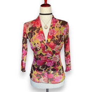 Weston Wear Mesh Floral Top 90s Y2k Vibes Size S